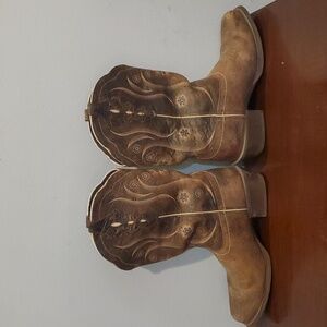 Justin JESSA Brown Leather Square Toe Pull On Western Boots Women’s Size 9 B